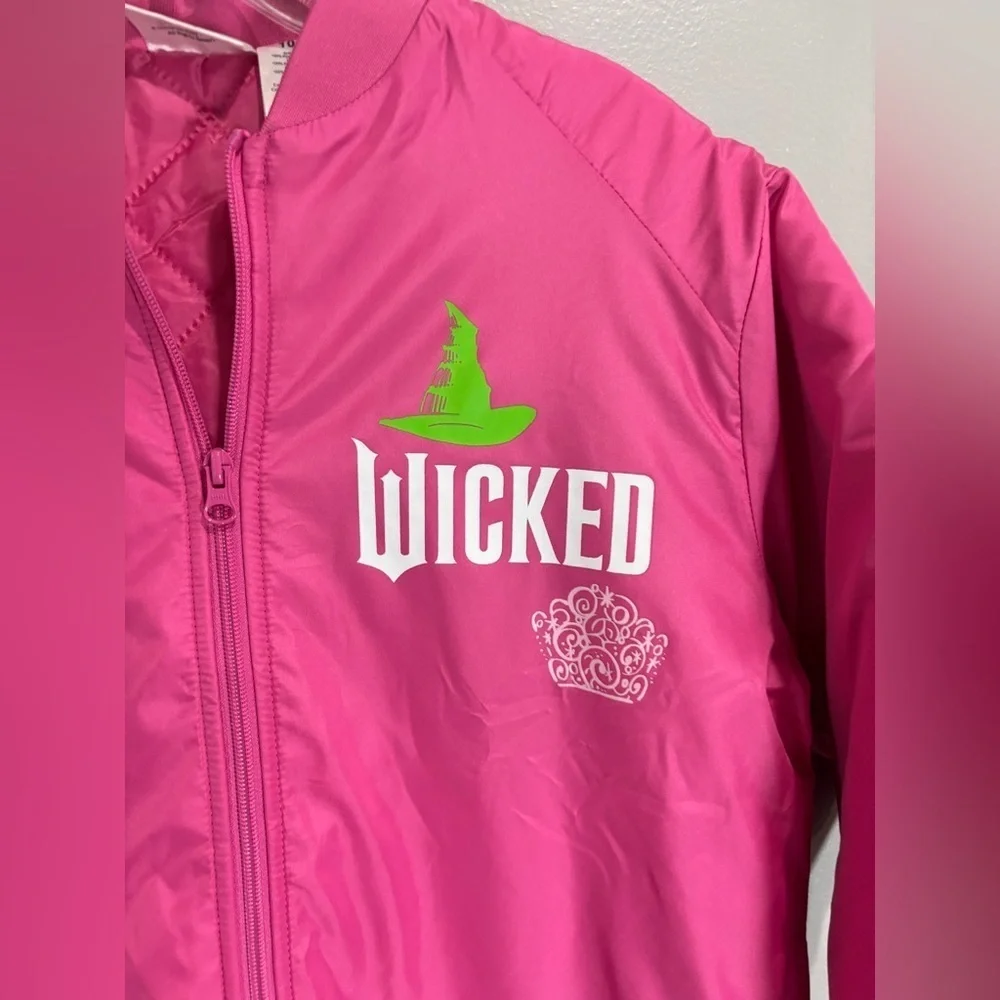 Wicked Youth Girls Full-Zip Pink Mid-weight Ruched Bomber Jackets 10/12